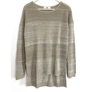 Jack by BB Dakota Oversized Linen Blend Open Knit HiLo Sweater, Khaki - Size XS‎
